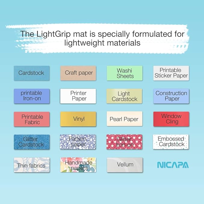 Nicapa Cutting Mat for Silhouette Cameo 3/2/1 (Light-Grip,12x12 inch 3pack) Adhesive&Sticky Non-Slip Flexible Square Gridded Blue Cut Mats Replacement Accessories Set Matts Vinyl Craft Sewing
