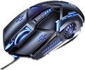 CHONCHOW Gaming Mouse - Wired, 6 Buttons, 4 Adjustable DPI Up to 3200 DPI, 7 Color LED Light, Used for Games and Office, Compatible with Computer/Laptop/Tablets (Black)