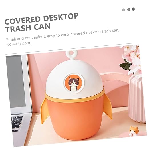 DECHOUS Slim Garbage Can Mini Car Trash Bin Lid Water Paper Container for Desktop Small Trash Can