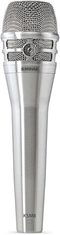 Shure KSM8 Dualdyne Dynamic Vocal Microphone – Dual-Diaphragm Cardioid Mic for Live Performance, Studio Recording & Broadcasting, Brushed Nickel