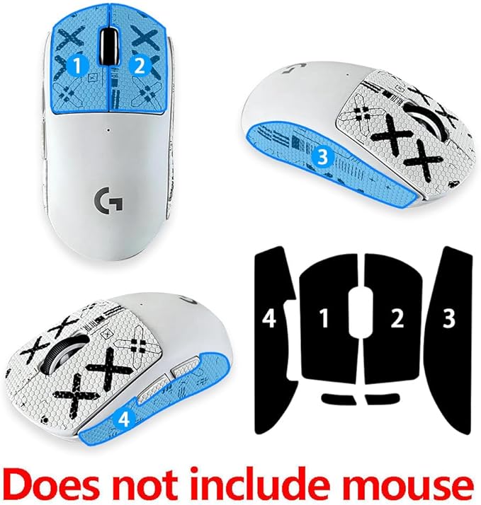 HUYUN Mouse Side Panels/Anti Sweat Paste Grip Tape Replacement for Logit G Pro X Superlight Second Gen Wireless Gaming Mouse (Pattern Black)