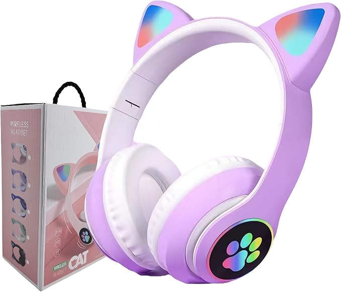 Kids Bluetooth Headphones, Kids Wireless Headphones with Microphone, HiFi Stereo Foldable Lightweight Headset (Lilac)