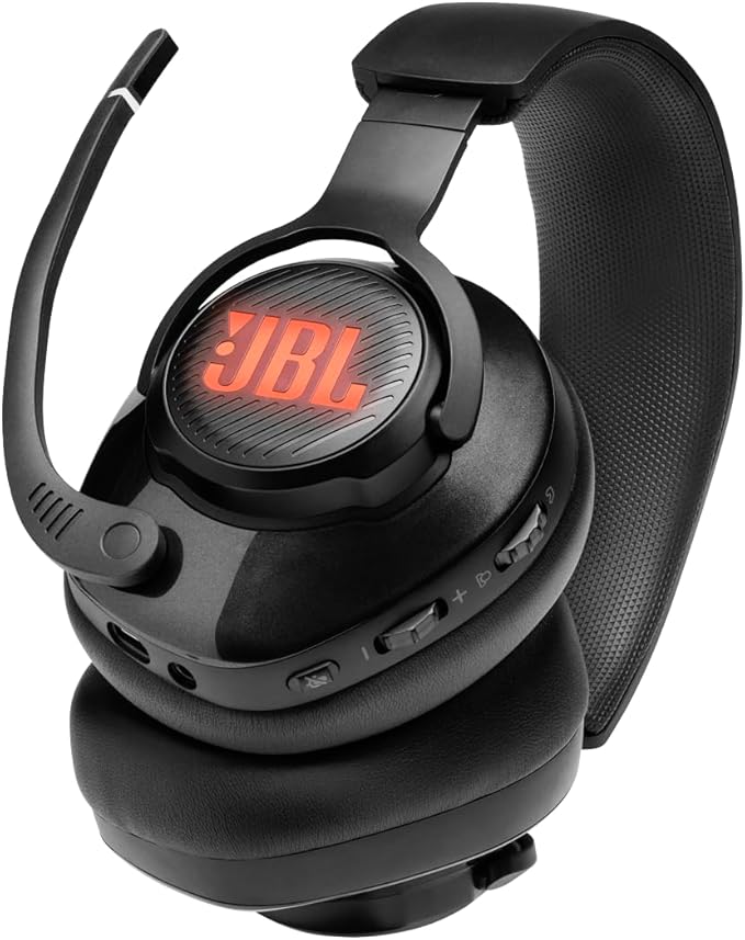 JBL Quantum 400 - Wired over-ear gaming headset with game-chat balance dial, JBL QuantumSURROUND and DTS, Voice focus directional flip-up mic and memory foam ear cushions (Black)