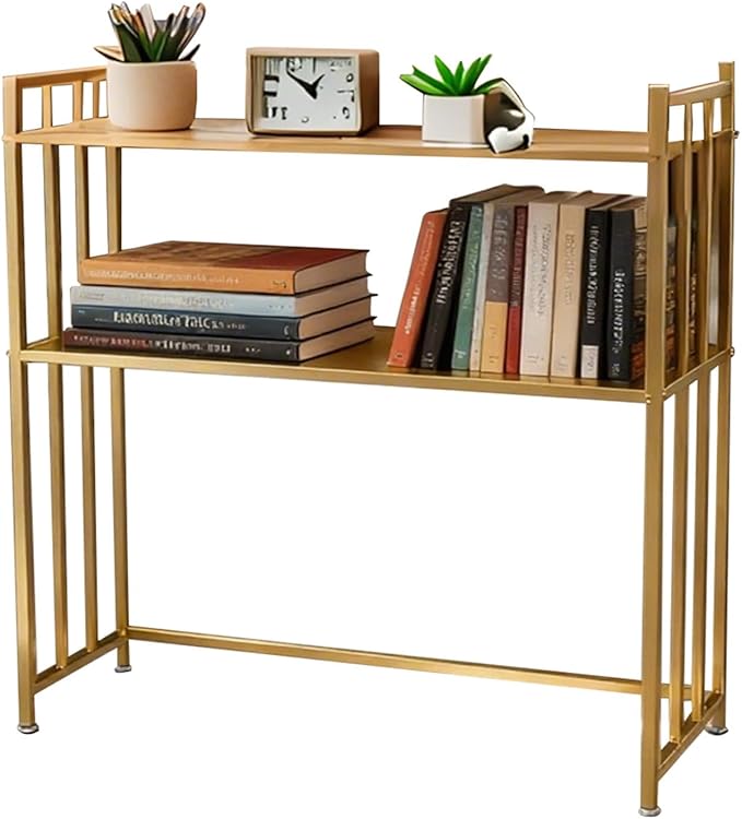 29.5" Desk Shelf, 2-Tier Desktop Hutch Bookshelf, Metal Display Rack Countertop Storage Organizer Shelf for Home Office