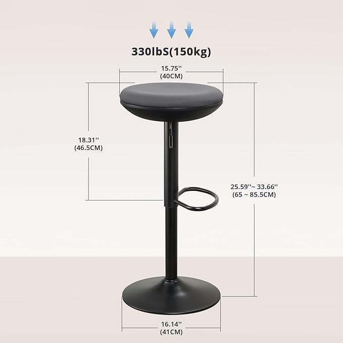 IWMH Standing Desk Stool, Ergonomic Adjustable High Office Chair, Round 360° Swivel Sit Wobble Stool Without Backrest for Bedroom, Kitchen, Living Room (Grey)