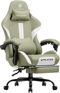 GTPLAYER Gaming Chair with Foot Rest & Pocket Spring Cushion, Breathable Fabric for Home Office Desk, Ergonomic High Back Computer Chair with Headrest & Lumbar Support, Green
