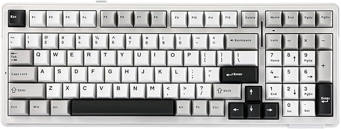 EPOMAKER x Aula F99 Wireless Mechanical Keyboard, Hot Swappable Gasket Custom Gaming Keyboard with Five-Layer Padding, BT/2.4GHz/USB-C, 8000mAh Battery (White Grey, Nimbus V3 Switch)