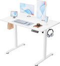 Furmax Electric Standing Desk, 40 x 24 Inches Sit Stand up Desk, Sit Stand Height Adjustable Home Office Desk with 4 Height Position Memory - with Splice Board (White, 40)
