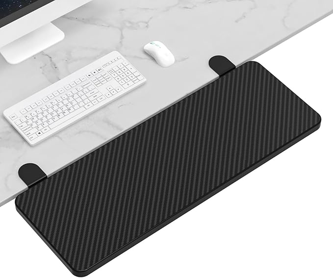 OUGIC Ergonomic Desk Extension Tray, 64x24cm, Clamp Without Punch, Keyboard Drawer Tray, Computer Armrest Table Stand