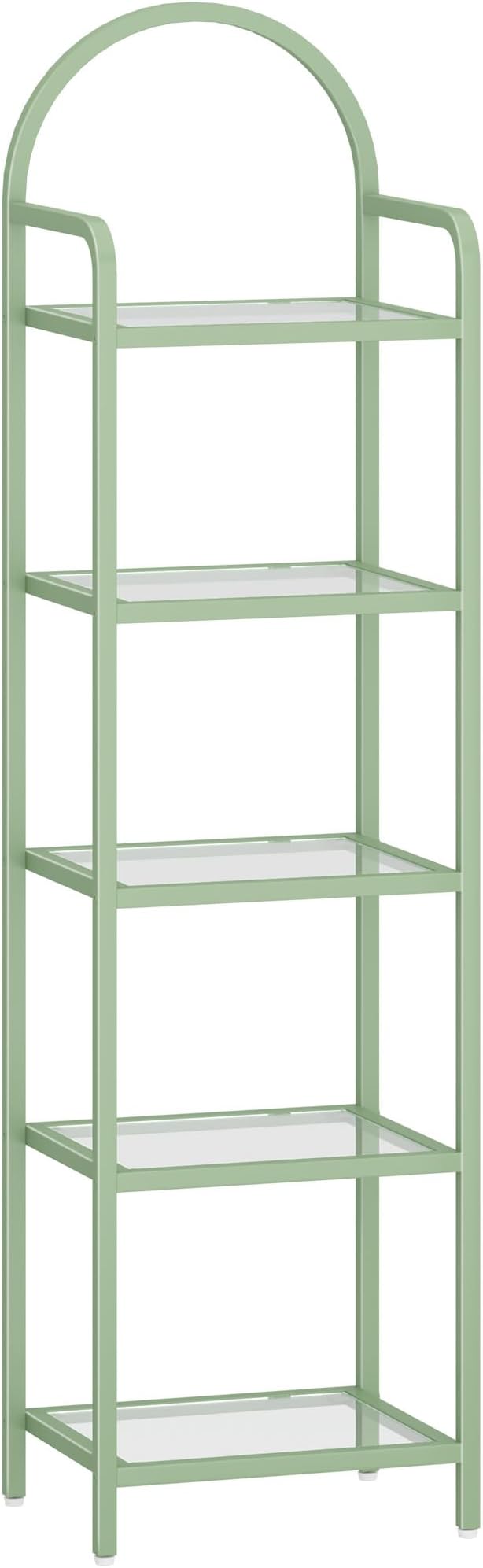 Hzuaneri Bookcase Bookshelf, Tempered Glass Bookshelves, Slim Shelving Unit for Bedroom, Bathroom, Home Office, Steel Frame, 5 Tier Green BC05099C