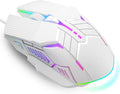 MELOGAGA Wired Gaming Mouse - Lightweight USB Optical Computer Mice with 7-Color RGB LED Lights, 4 Adjustable DPI (1200-3200), 6 Buttons, Ergonomic Design for Windows 7/8/10/XP/Vista & Linux (White)