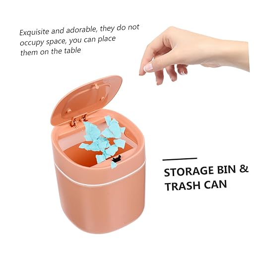 SOLUSTRE 1pc Plastic Desktop Trash Can Small Desk Bin Slim Garbage Holder Mini Lid