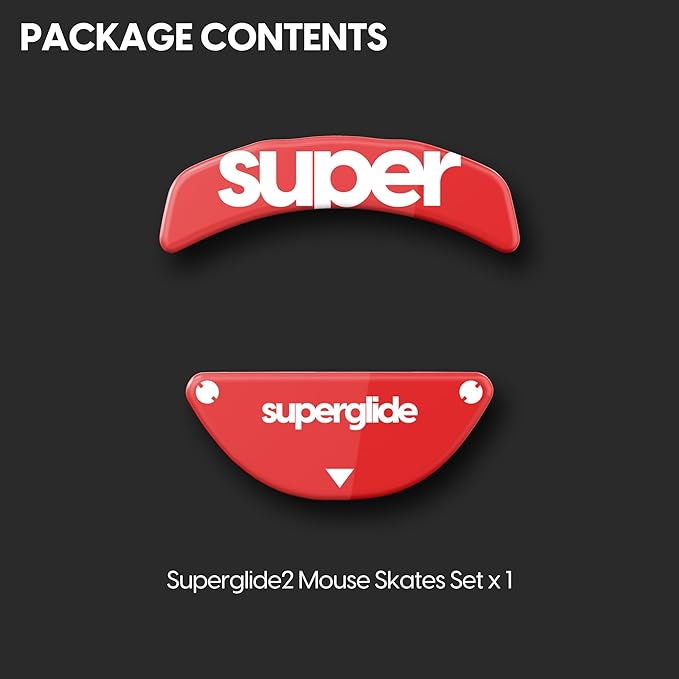 Superglide2 - New Controllable Speed Textured Surface Smoothest Mouse Feet/Glides Made with Ultra Strong Glass Smooth and Durable Sole for Razer Orochi v2 (Type-C, Red)