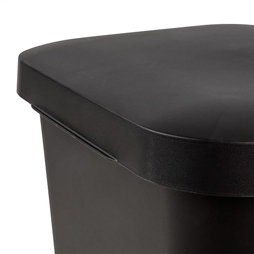 Sterilite 11.9 Gallon Rectangular Step On Kitchen Plastic Indoor Wastebasket with Wide Opening Lid and Comfort Handle for Home, Black (8 Pack)