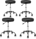 KLASIKA Round Rolling Stool with Wheels Adjustable Height Swivel Multi-Purpose Heavy Duty Wide Seat Drafting Stool for Office Laboratory Salon Massage Spa Medical Doctor Clinic Tattoo Beauty, 4 Pack