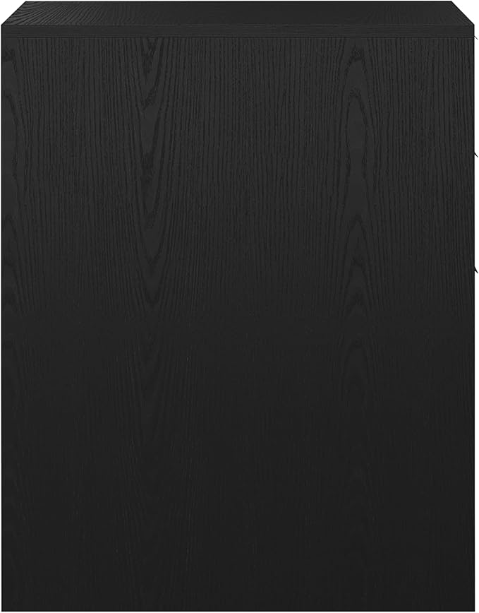 Martha Stewart Kayden Home Office Modular Desk with Drawer, 2 Tier Shelf, and File Cabinet in Black with Oil Rubbed Bronze Hardware