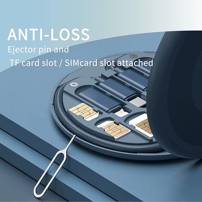 9 in 1 Cable Case USB Adapter Cable Conversion Storage Box, USB Type C to Micro USB/Lightning/USB A Cable Data Transfer Tool Contains Sim Card Slot Tray Eject Pin, Use as Phone Holder
