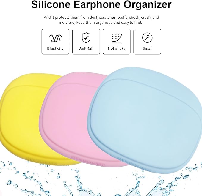 Silicone Headphone Organizer - Data Cable Storage Case - Mini Key Box - Portable Wired Headset Storage Bag (Yellow-Pink-Blue-3PCS)