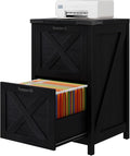 Vabches Vertical File Cabinet with 2 Drawers, Wooden Farmhouse Filing Cabinet for Letter/A4 Size Hanging Files, Under Desk Printer Stand with Storage for Home Office, Black