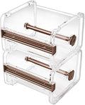 molshine 2 Pack Transparent Desktop Multi Washi Masking Tape Storage Dispenser,Tape Cutter,Tape Roll Holder (Not Include Masking Tape) (Brown)