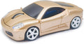 Wireless Car Mouse for Computer, 2.4G USB Receiver, 1600DPI Adjustable, Cool Sport Car Design, Plug & Play, Compatible with Laptop PC Mac Windows Linux, for Boys & Men (Gold)