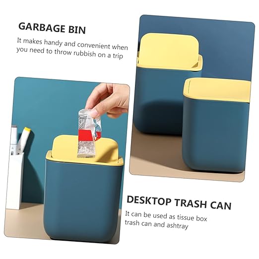 Holibanna Slim Garbage Bin Mini Trash Can Lid Desktop Waste Paper Can Plastic Ash-bin for Spaces Office Kitchen