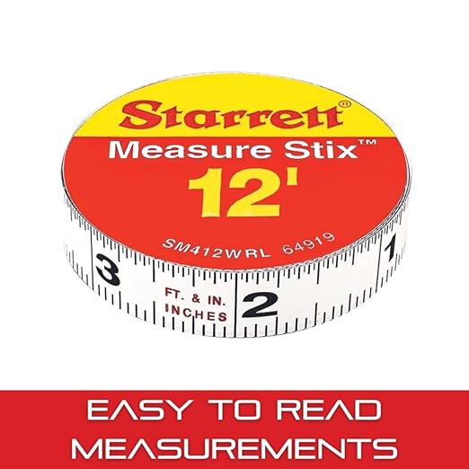 Starrett Tape Measure Stix with Adhesive Backing - Mount to Work Bench, Saw Table, Drafting Table - 1/2" x 12', English Metric, Right-Left Reading - SM412WRL