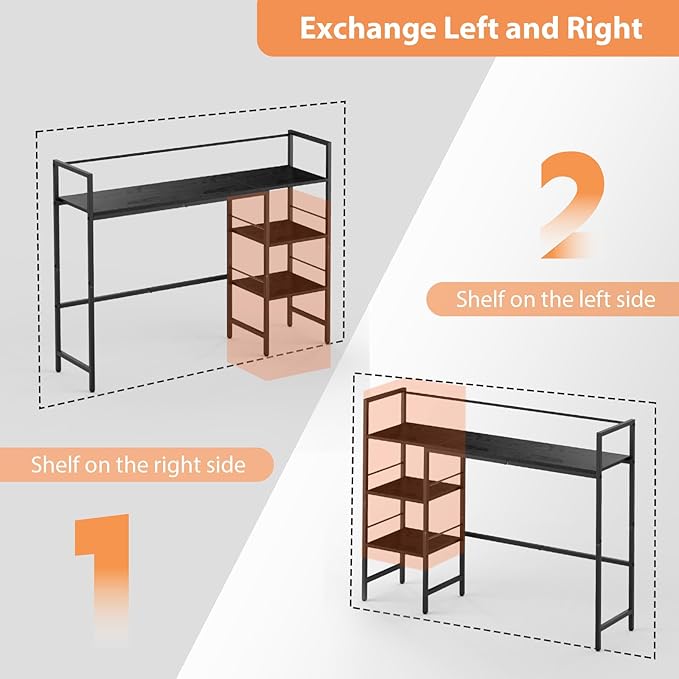 HavenlyYouth Desk Shelf, 38.6 Inch Wood Desk Organizer Shelf for Computer Monitor, Desk Hutch Storage, Desktop Shelf for Top of Desk, 3 Tier Desktop Bookshelf for Home Office Dorm, Black