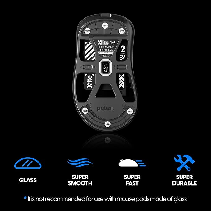 Superglide Glass Mouse Skates - Consistent Controllable Glide, Polished Round Edge, Super Balanced Gaming Mouse Feet with Durable Sole for Universal 6mm + 9mm 12pcs (Type-C, White)