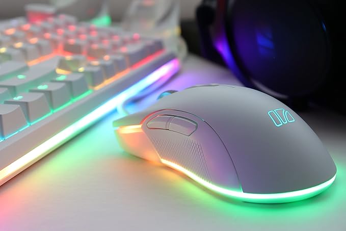 i-rocks M31E RGB Wired Gaming Mouse : 6400 DPI Optical Sensor - 60 Million Click lifespans - Compatible Software - 7 Programmable Buttons - Plain White