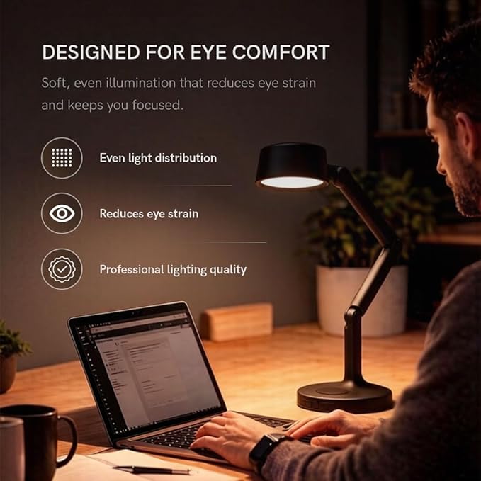 LUME CUBE Edge Light Go - Rechargeable Cordless Table Lamp - Perfect Lighting Wherever You Need it - Battery Powered LED Desk Light with Red Light Mode & Wireless Charger (Slate)
