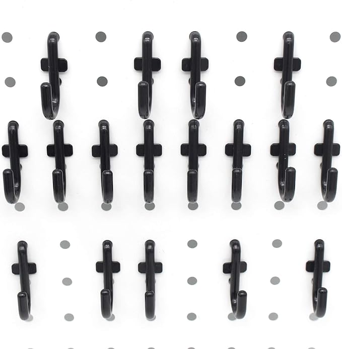 Colorstorm Pegboard Hooks Kit Pegboard J Hook Assortment 100PK Black Peg Hooks