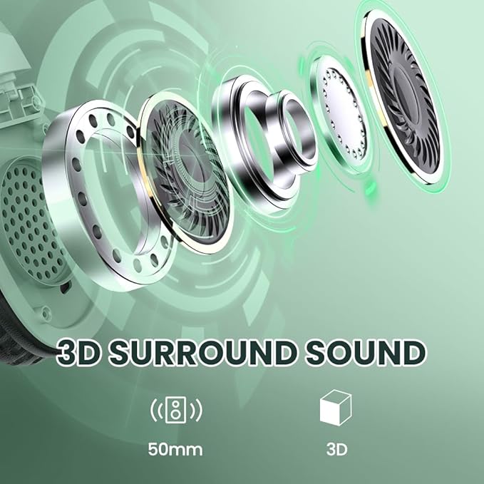 WolfLawS Wireless Gaming Headset with Noise Canceling Microphone for PS5, PC, PS4, 2.4G/Bluetooth Gaming Headphones with USB and Type-c Connector, Wired Mode for Controller (Green)