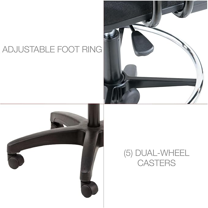 Alera Interval Series Swivel Task Stool, 100% Acrylic, Black