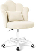 BestGlory Petal Vanity Chair with Wheels, 3.15" Extra Thick Comfy Makeup Chair, Adjustable Modern Swivel Armless Desk Chair for Girls Women, Aesthetic Small Office Chair for Bedroom Dorm