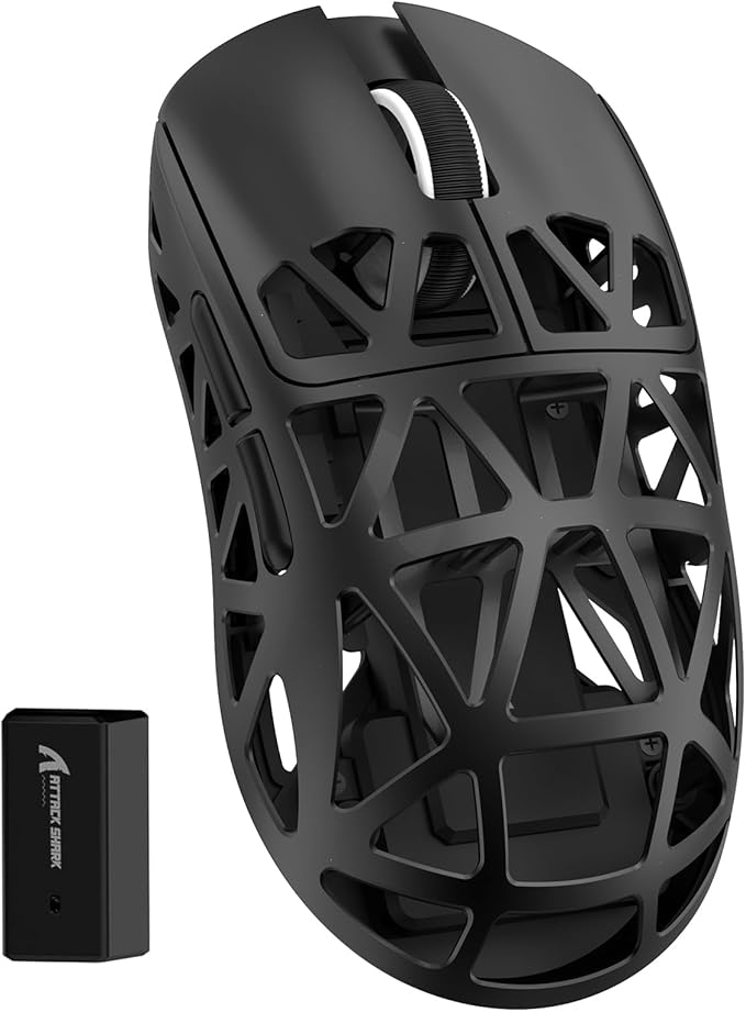 ZIYOU LANG Attack Shark R2 Wireless Gaming Mouse, Superlight Magnesium Alloy, PAW3950 42000 DPI Optical Sensor, 8000Hz Polling Rate, 2.4G/BT/Wired Programmable Mice for Win Mac Gamer (Black)