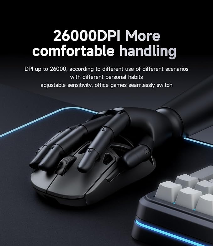 MCHOSE AX5 PRO MAX Wireless Gaming Mouse, 8KHz Polling Rate Focus PAW 3395 Optical Sensor - 26,000 DPI, 53g Lightweight - 170 Hr Battery, Magnesium Alloy Mice-Pink
