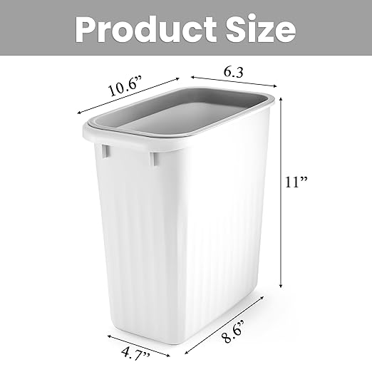 Elsjoy 4 Pack 2 Gallon Plastic Trash Can, Slim Waste Basket Bathroom Small Garbage Can, Rectangular Trash Bin for Office, Kitchen, Bedroom
