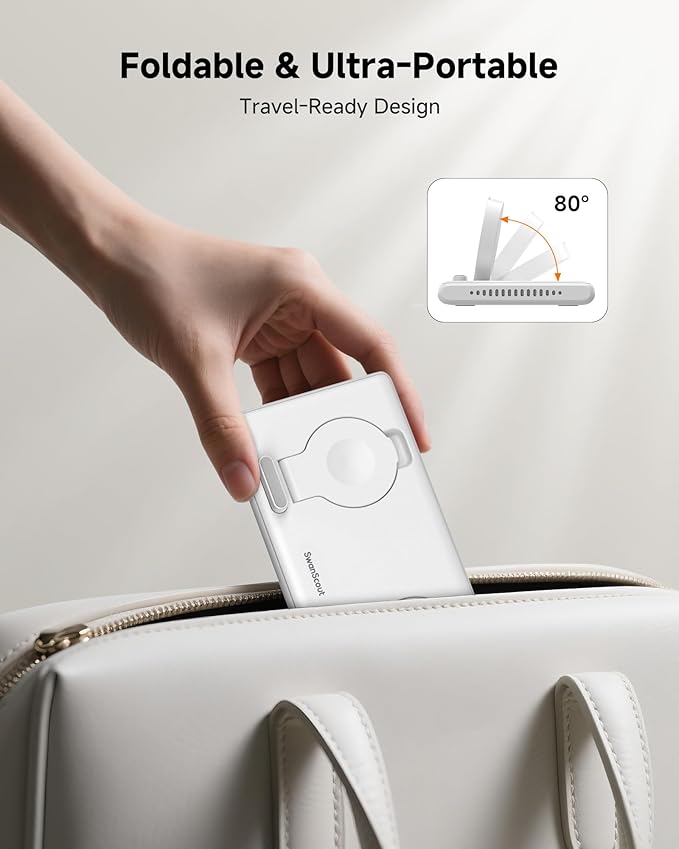 SwanScout Dual Charger for Apple Watch 11/Ultra 3/SE 3/Ultra 2/Ultra/SE 2/SE/10/9/8/7/6/5/4/3/2, Portable Charging Dock for 2 Apple Watches, SwanScout 507DA (White)