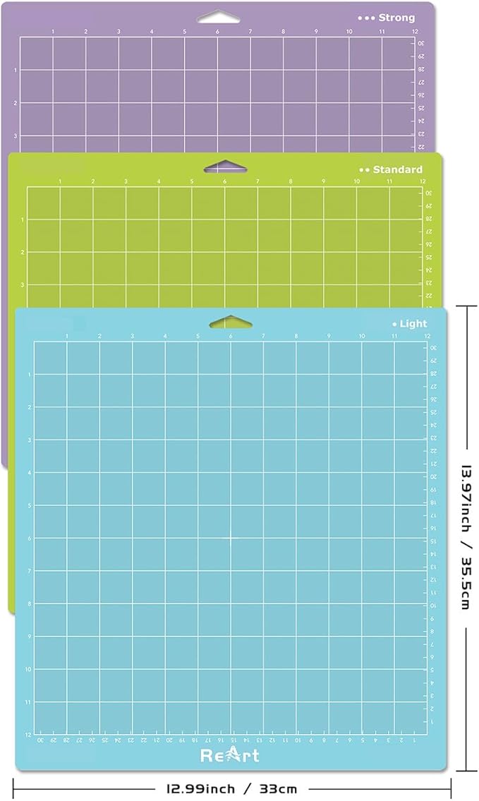 ReArt Cutting Mat Variety 12x12 – 3 Pack Strong, Standard, Light-grip Adhesive Cut Mat Replacement