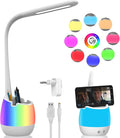 ERAY Rechargeable Desk Lamp with 3 Color Modes/8 Colors Night Light/Pen Holder, Kids LED Study Table Lamp for Home Office Dorm Reading Studying, Eye Caring, Ideal Gifts, Adapter Included
