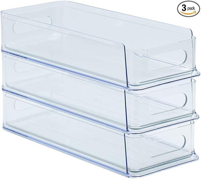 3 Tier Desk Drawer for Corner, Plastic Storage Organizer for Coffee Station, Under Sink, Bathroom Countertop and Kitchen Cabinet, Clear Stackable Pull Out Container, Short