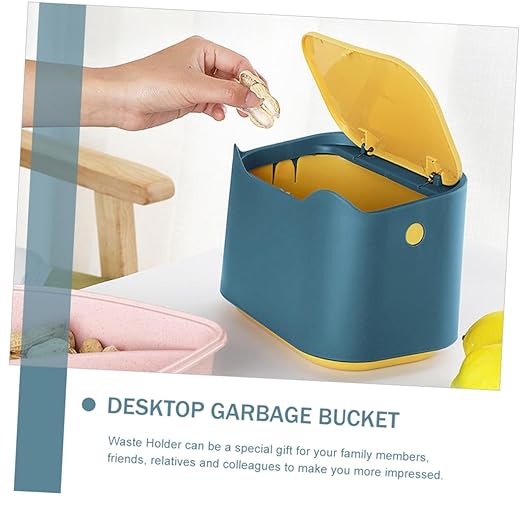 Desktop Garbage Can Lid Plastic Trash Bin for Home Office Dorm Lightweight Tabletop Waste Container for Easy Daily Use and Colors