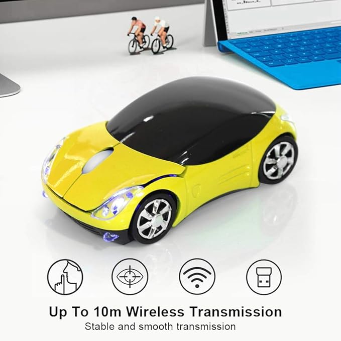 Zerone 2.4GHz Mouse, Portable Optical Mouse 1600DPI for/Android/ME/Windows PC/Tablet Gaming Office (Yellow)