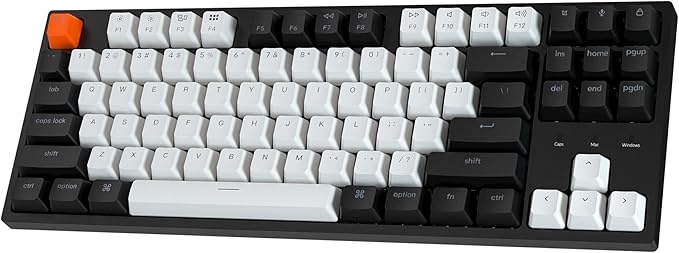 Keychron C1 TKL Mechanical Gaming Keyboard – Wired White LED Backlit Compact Keyboard with Linear Mechanical Switches, Compatible with Mac & Windows