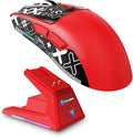 MAMBASNAKE Attack Shark X1 Wireless Gaming Mouse with RGB Charging Dock,PAW3395 PRO Sensor 40K DPI,1KHz Polling Rate 53g Superlight Tri-Mode Computer Mice,5 Programmable Buttons for Win/MAC-Red&Tape