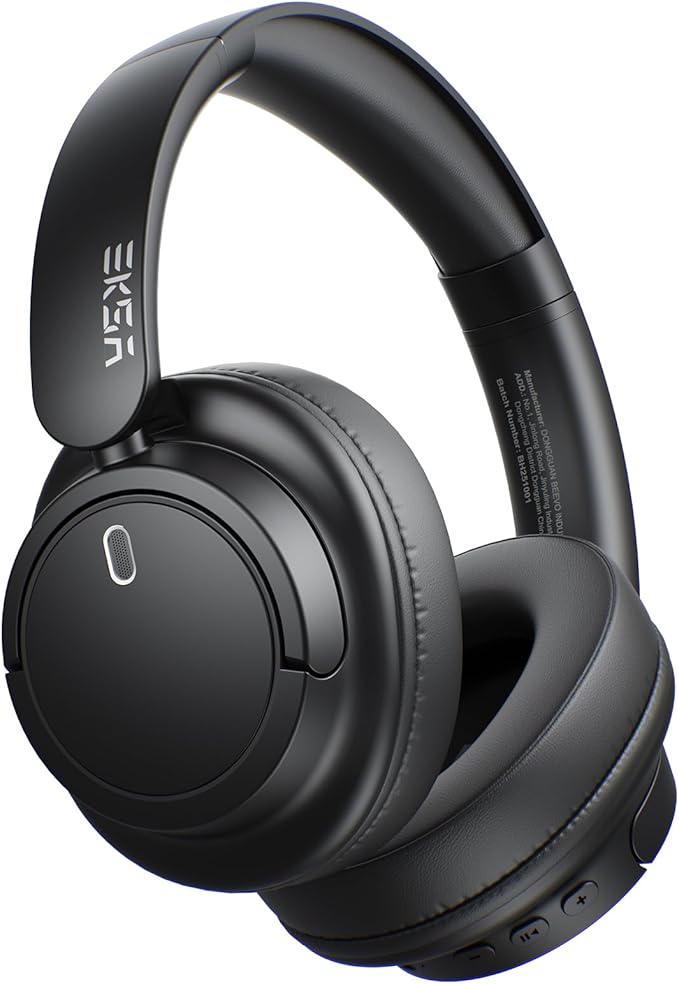 EKSA Wireless Headphones Over Ear, Bluetooth Headphones with Microphone, Hi-Res Audio, 90H Playtime, 6 EQ Modes, Lightweight, Foldable, Bluetooth Headset for PC/Cellphone/Home/Travel/Office Black