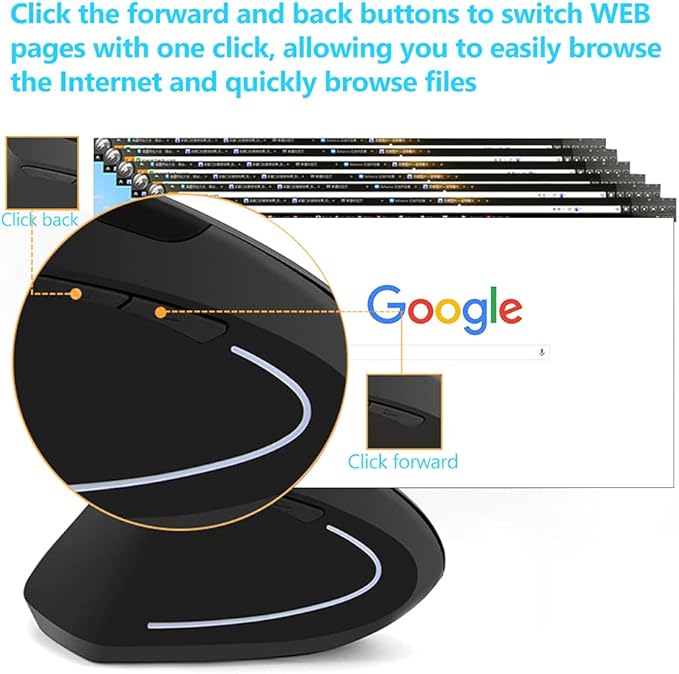 Ergonomic Vertical USB Wired Mouse, Left Handed Optical Mouse, 3 Adjustable DPI 800/1200/1600, 6 Programmable Buttons, Universal Gaming Mouse for Laptop, Desktop, Notebook, PC, Computer (Black)