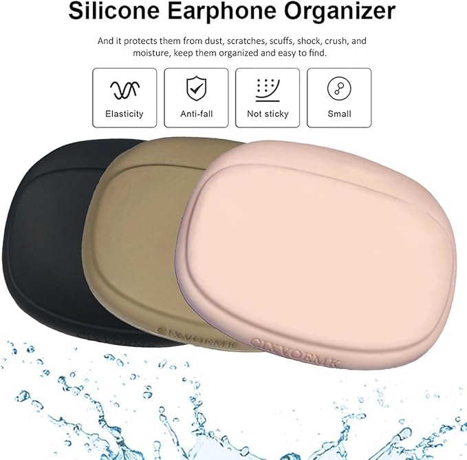 Silicone Headphone Organizer - Data Cable Storage Case - Mini Key Box - Portable Wired Headset Storage Bag (Black - Brown - Nude-3PCS)
