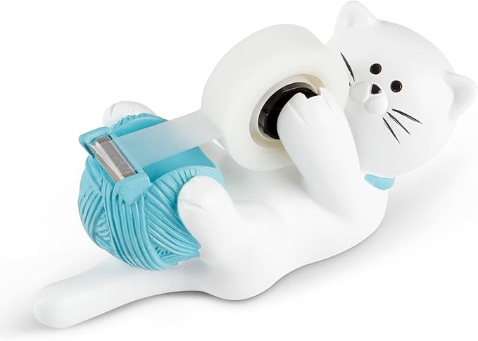 Chapman & Grand Kitty Cat Tape Dispenser (White/Turquoise), Patented